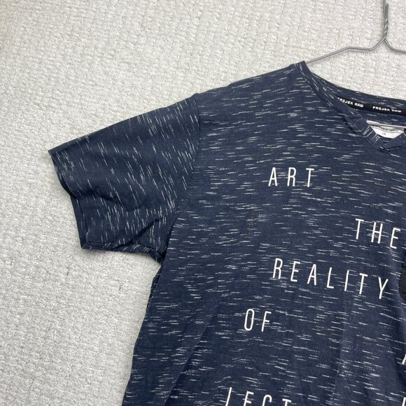 Projek Raw Pocket Tee Logo AOP Shirt Y2K Soft V-neck Men Sz L Navy Blue - Picture 3 of 15